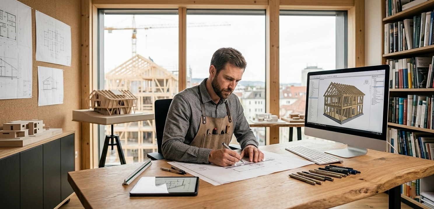 Architect at the drawing board