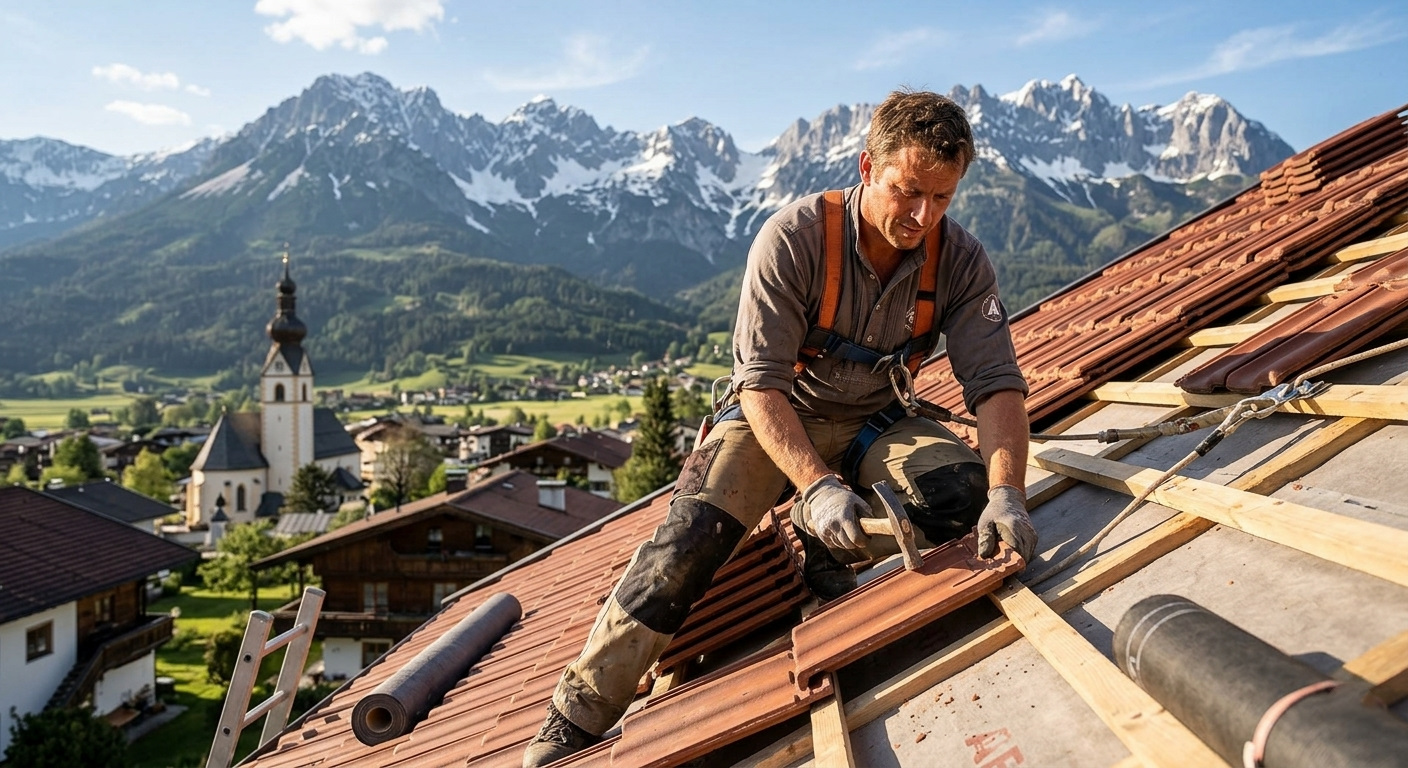 Roofer at work