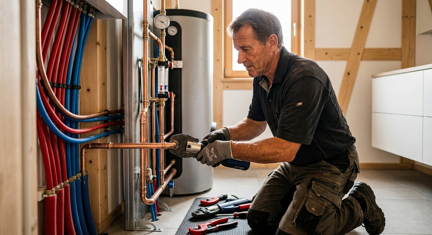 Plumber at work