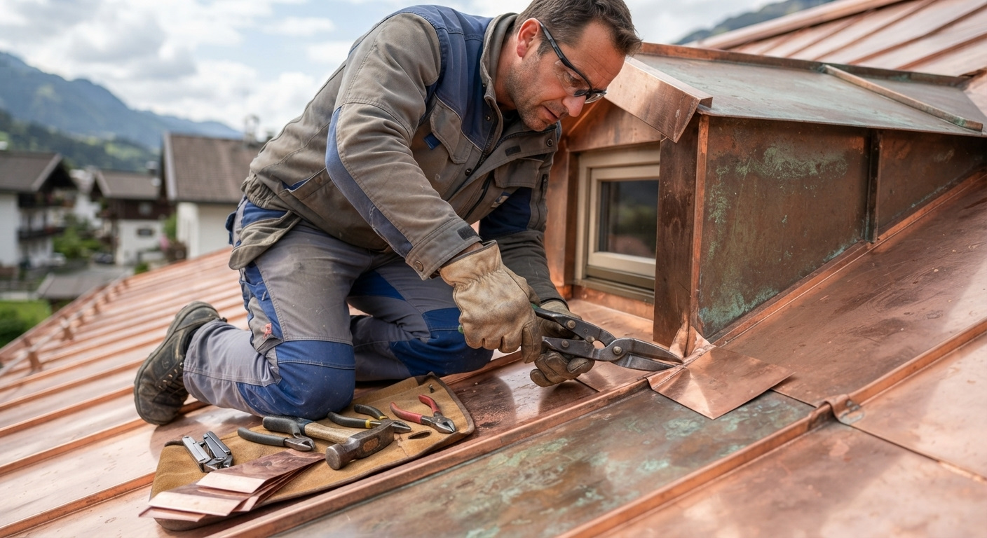 Sheet metal work on a roof